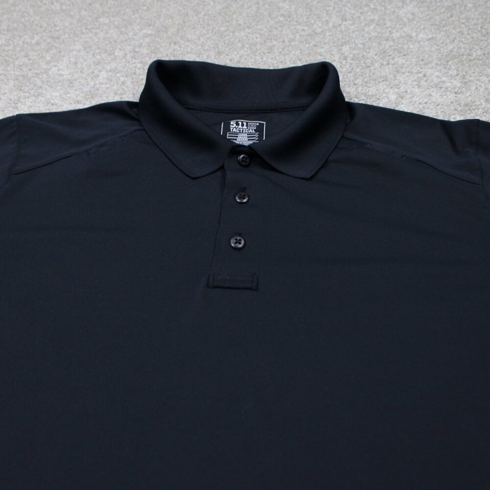 5.11 Tactical Helios Polo Shirt Mens Large Black Short Sleeve Polyester Pullover - Picture 4 of 14